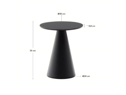 Matně černý skleněný kulatý odkládací stolek Kave Home Wilshire 30 cm