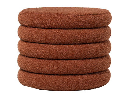 Terakotově červený bouclé taburet Somcasa Harry 40 cm