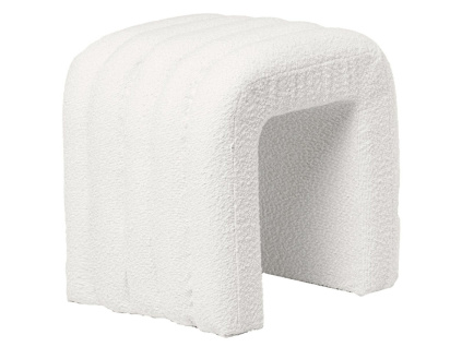 Bílý bouclé taburet Somcasa Edy 42 x 42 cm