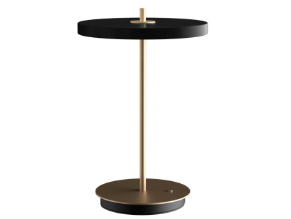 Černo-zlatá kovová stolní nabíjecí LED lampa Asteria