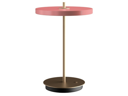 Růžovo-zlatá kovová stolní nabíjecí LED lampa Asteria