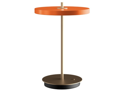 Oranžovo-zlatá kovová stolní nabíjecí LED lampa Asteria
