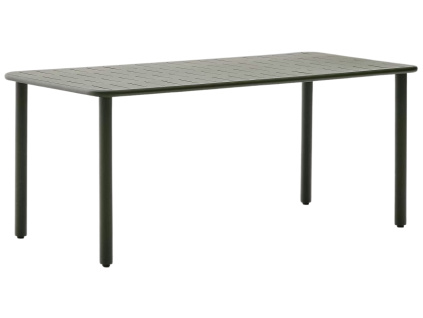 Tmavě zelený kovový zahradní stůl Kave Home Brai 180 x 90 cm