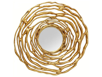 Zlaté nástěnné zrcadlo Kare Design Twiggy Ø 121cm