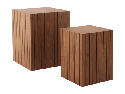 Set dvou ořechových odkládacích stolků PALANZO 30 x 30/40 x 40 cm