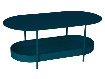 Modrý kovový zahradní konferenční stolek Fermob Salsa 113 x 58 cm