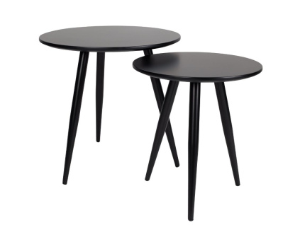 Černý set dvou odkládacích stolků WLL DAVEN 40/50 cm