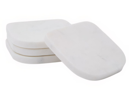 Set čtyř bílých mramorových podtácků Kave Home Zera