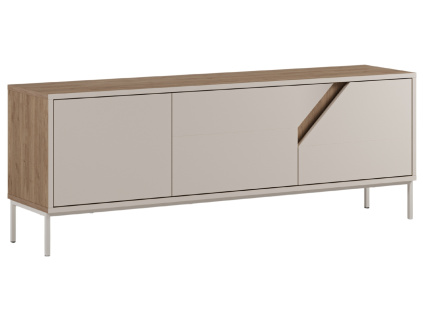 Béžový lakovaný TV stolek Marckeric Lilou 150 x 35 cm
