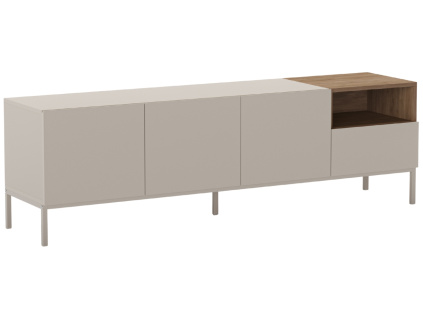 Béžový lakovaný TV stolek Marckeric Cailin 180 x 40 cm