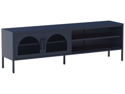 Tmavě modrý kovový TV stolek Marckeric Diora 160 x 35 cm
