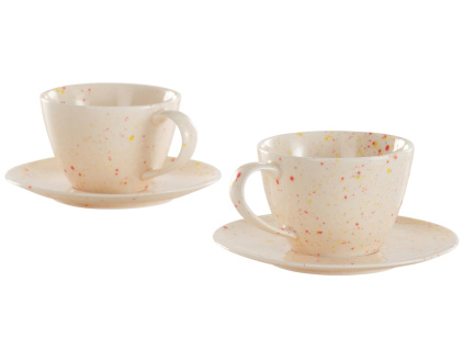 Set dvou porcelánových šálků s podšálky SPRINKLE