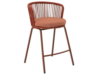Terakotově červená kovová barová židle Pierre 64,5 cm
