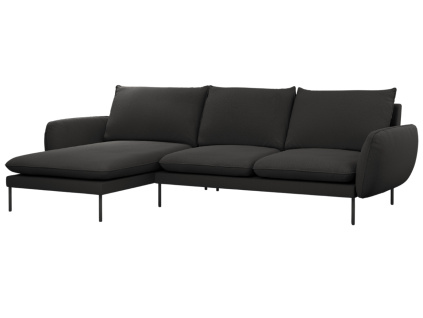 Černá bouclé rohová pohovka Cosmopolitan Design Vienna 255 cm, levá