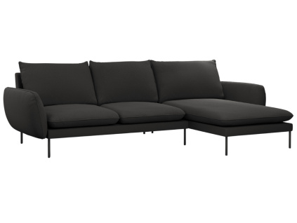 Černá bouclé rohová pohovka Cosmopolitan Design Vienna 255 cm, pravá