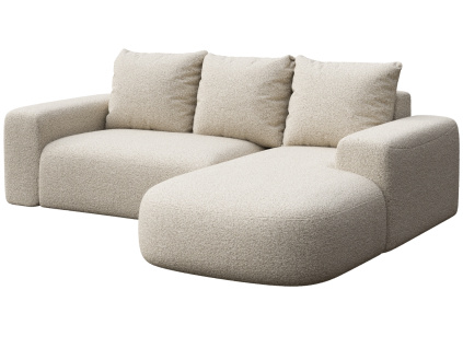Béžová bouclé rohová pohovka Monce 255 cm, pravá