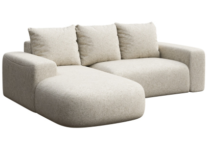 Světle béžová čalouněná rohová pohovka Monce 255 cm, levá