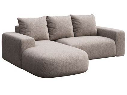 Šedá čalouněná rohová pohovka Monce 255 cm, levá