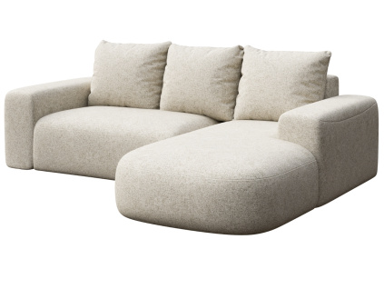 Světle béžová čalouněná rohová pohovka Monce 255 cm, pravá