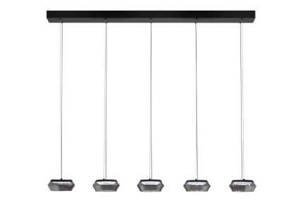 Kouřově šedé skleněné závěsné světlo Jailyn 108 cm