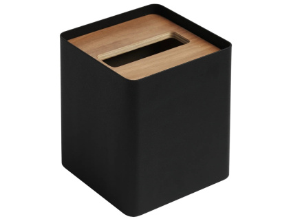 Černý kovový box na ubrousky Rin 13 x 13 cm