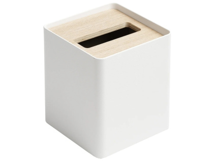Bílý kovový box na ubrousky Rin 13 x 13 cm