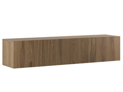 Hnědý TV stolek Daroca 180 x 35 cm s dubovým dekorem