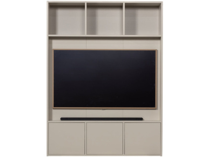 Světle šedá dřevěná TV stěna Meggy 215 x 160 cm