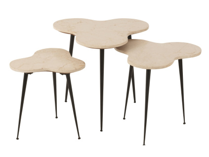 Set tří bílých mramorových odkládacích stolků Shamrock 61/55 cm