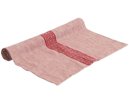 Červený lněný běhoun kave home Calena 50 x 150 cm