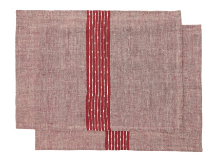 Set dvou červených lněných prostírání kave home Calena 35 x 50 cm