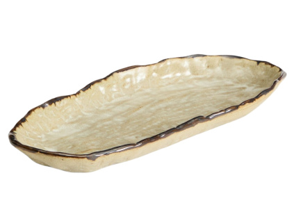 Hnědý keramický tácek Abela 32 x 13 cm