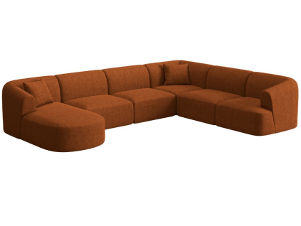 Terakotově oranžová čalouněná rohová pohovka do "U" Cosmopolitan Design Campi 330 cm, pravá