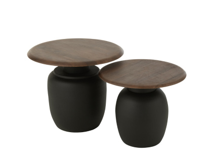 Set dvou hnědých dřevěných odkládacích stolků Lucian 56/48 cm