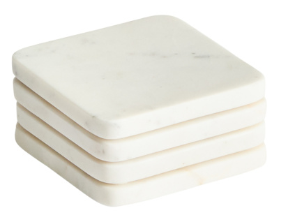 Set čtyř bílých mramorových podtácků kave home Nuvir