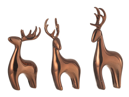 Set tří měděných sošek Reindeer 16 cm