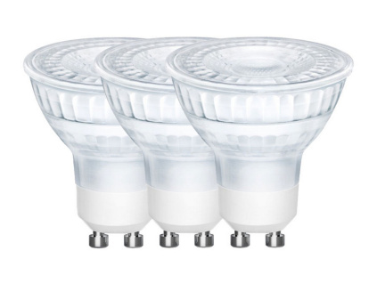 Set tří transparentních LED žárovek GU10 4,7W