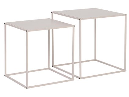 Set dvou béžových kovový odkládací stolků Alrik 34x34 / 38x38 cm