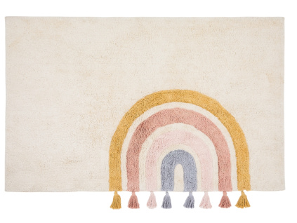 Béžový bavlněný koberec s duhou Kave home Tadea 90 x 150 cm