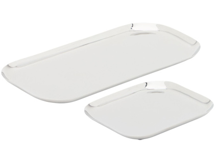 Set dvou nerezových táců kave home Nirela 29,5 x 15 cm / 15 x 15 cm