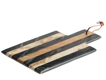 Béžovo-černé mramorové servírovací prkénko kave home Surne 30 x 18 cm