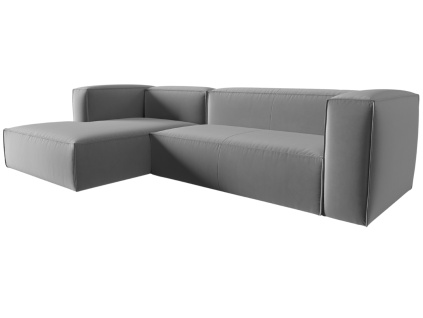 Šedá sametová rohová pohovka Cosmopolitan Design Mackay 282 cm, levá