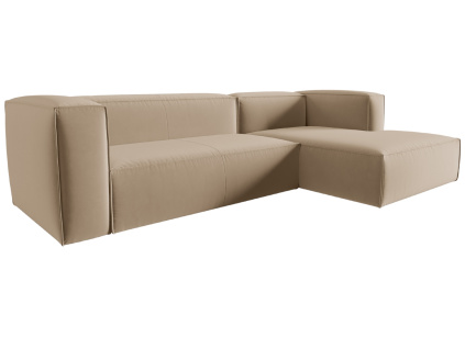 Pískově hnědá sametová rohová pohovka Cosmopolitan Design Mackay 282 cm, pravá
