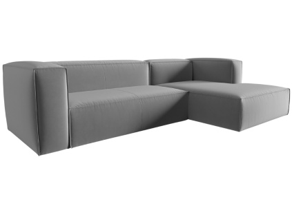 Šedá sametová rohová pohovka Cosmopolitan Design Mackay 282 cm, pravá