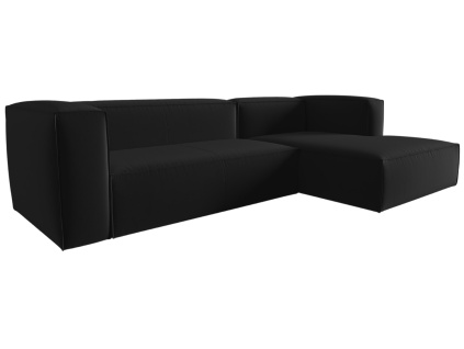 Černá sametová rohová pohovka Cosmopolitan Design Mackay 282 cm, pravá