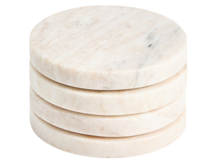 Set čtyř béžových mramorových podtácků kave home Nuvir