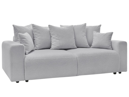 Světle šedá bouclé rozkládací pohovka Envy 245 cm