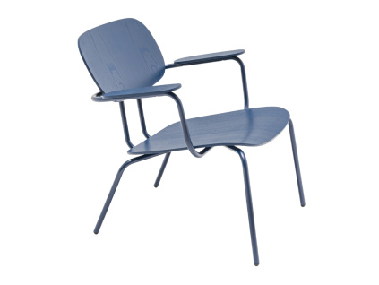 Modré lounge křeslo New School s područkami