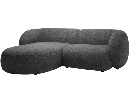 Tmavě šedá čalouněná rohová pohovka MICADONI Kate 255 cm, levá