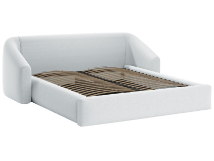 Světle šedá čalouněná dvoulůžková postel Cosmopolitan Design Campi 160 x 200 cm s úložným prostorem